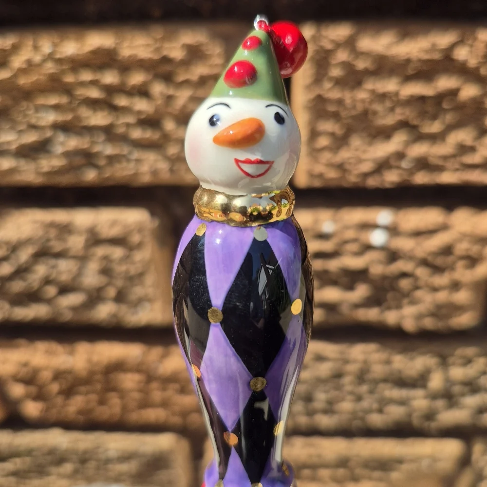 Department 56 Set of 4 Ceramic Clowns with Bells on Caps, Set of 4 Pre-owned